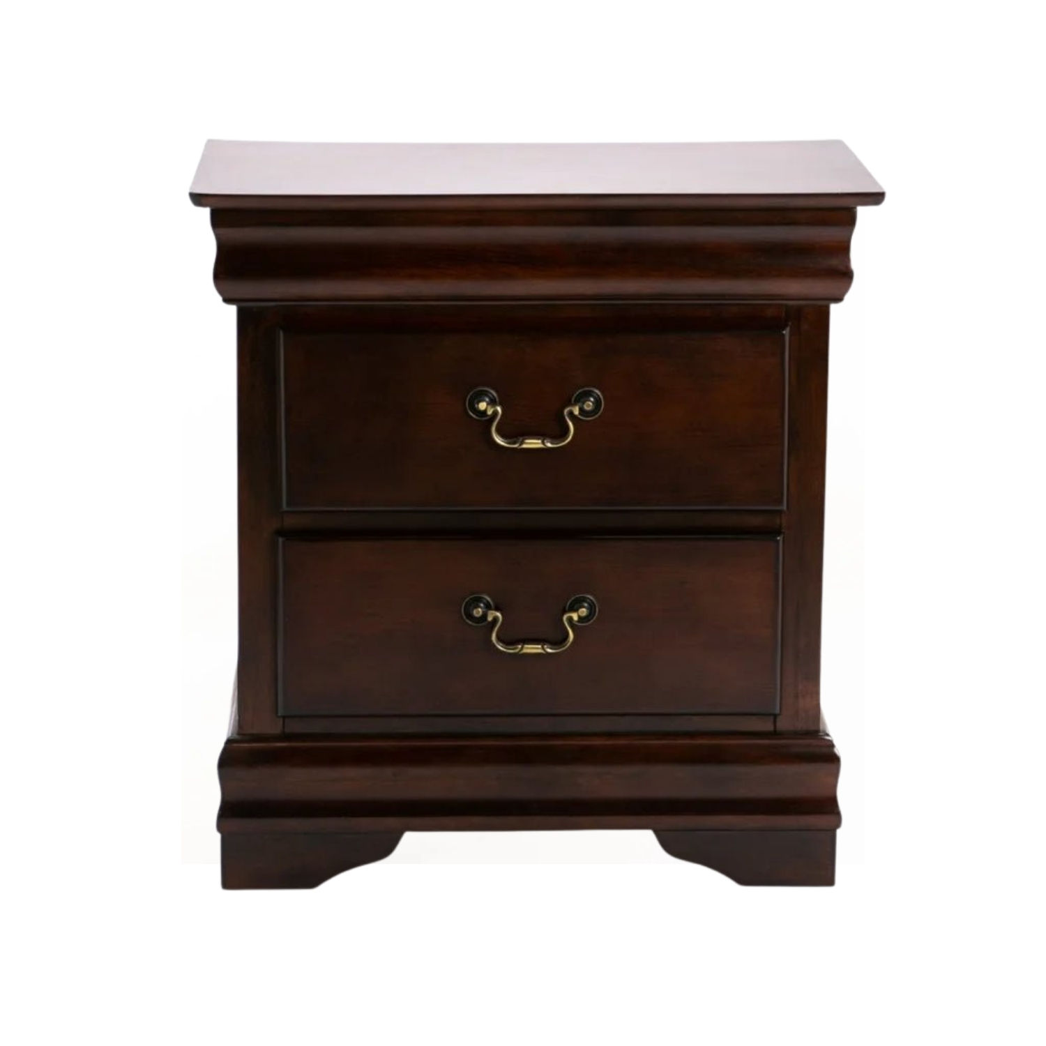 2 Drawer Solid Rubber Wood Bedside Pedestal - Dark