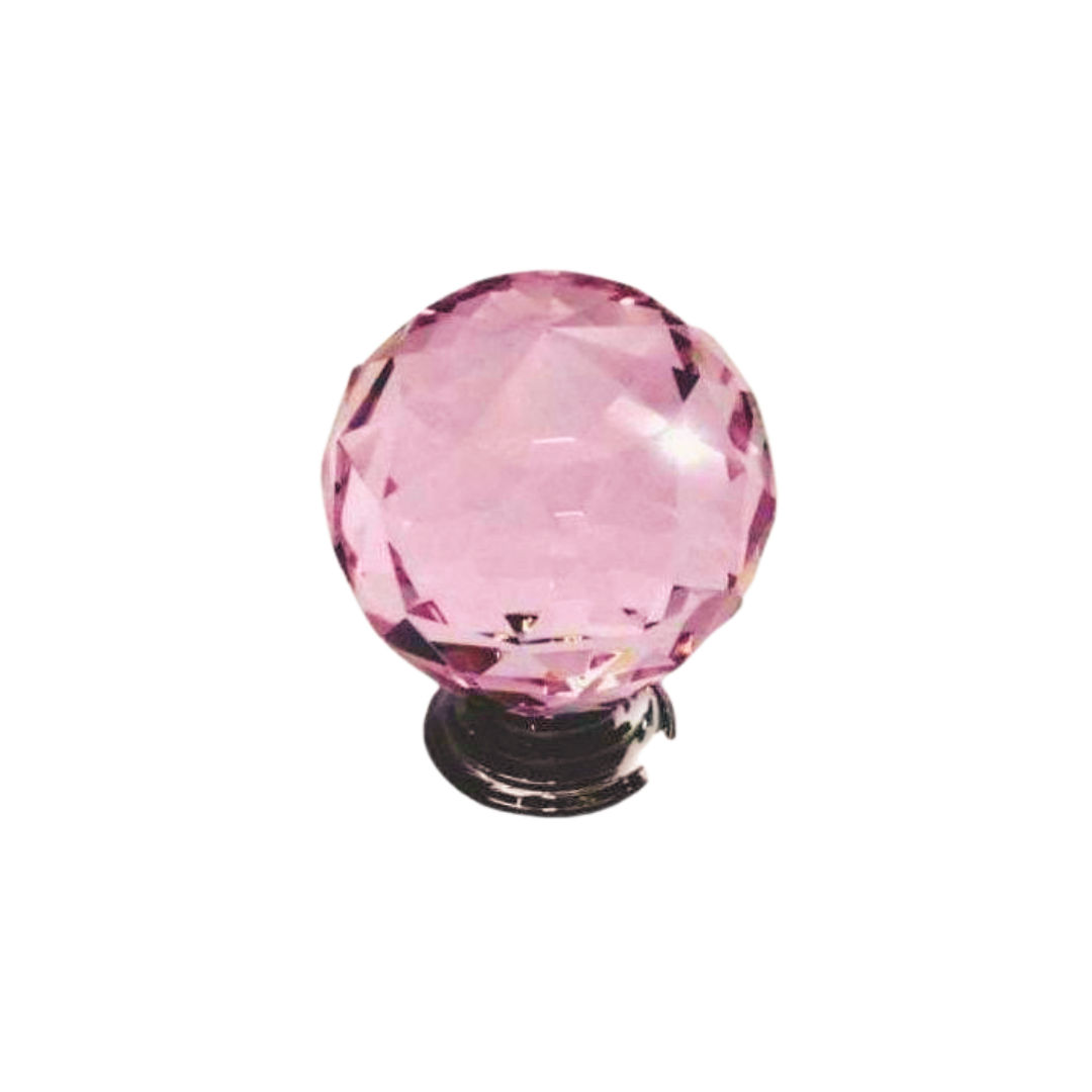Crystal knob ball type - pink