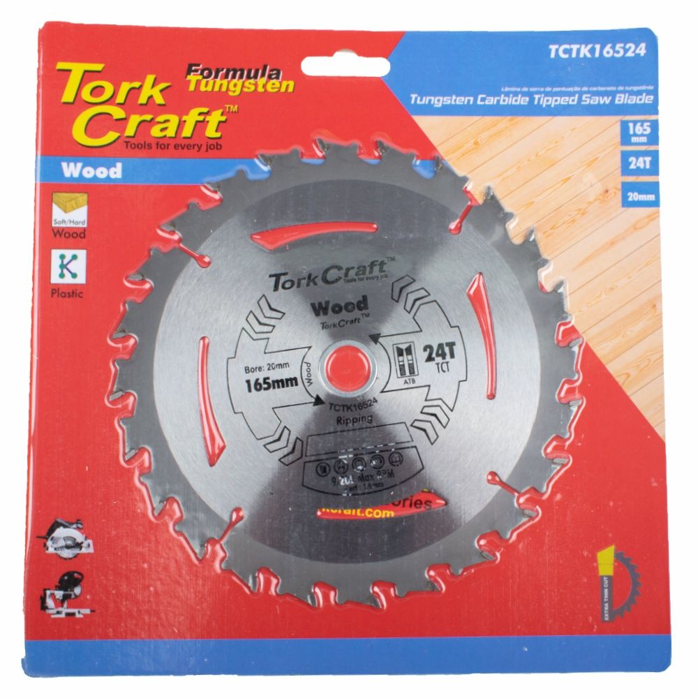 Tork Craft - Tct Saw Blade 165mm x 1.6mm x 20mm x 24T Wood
