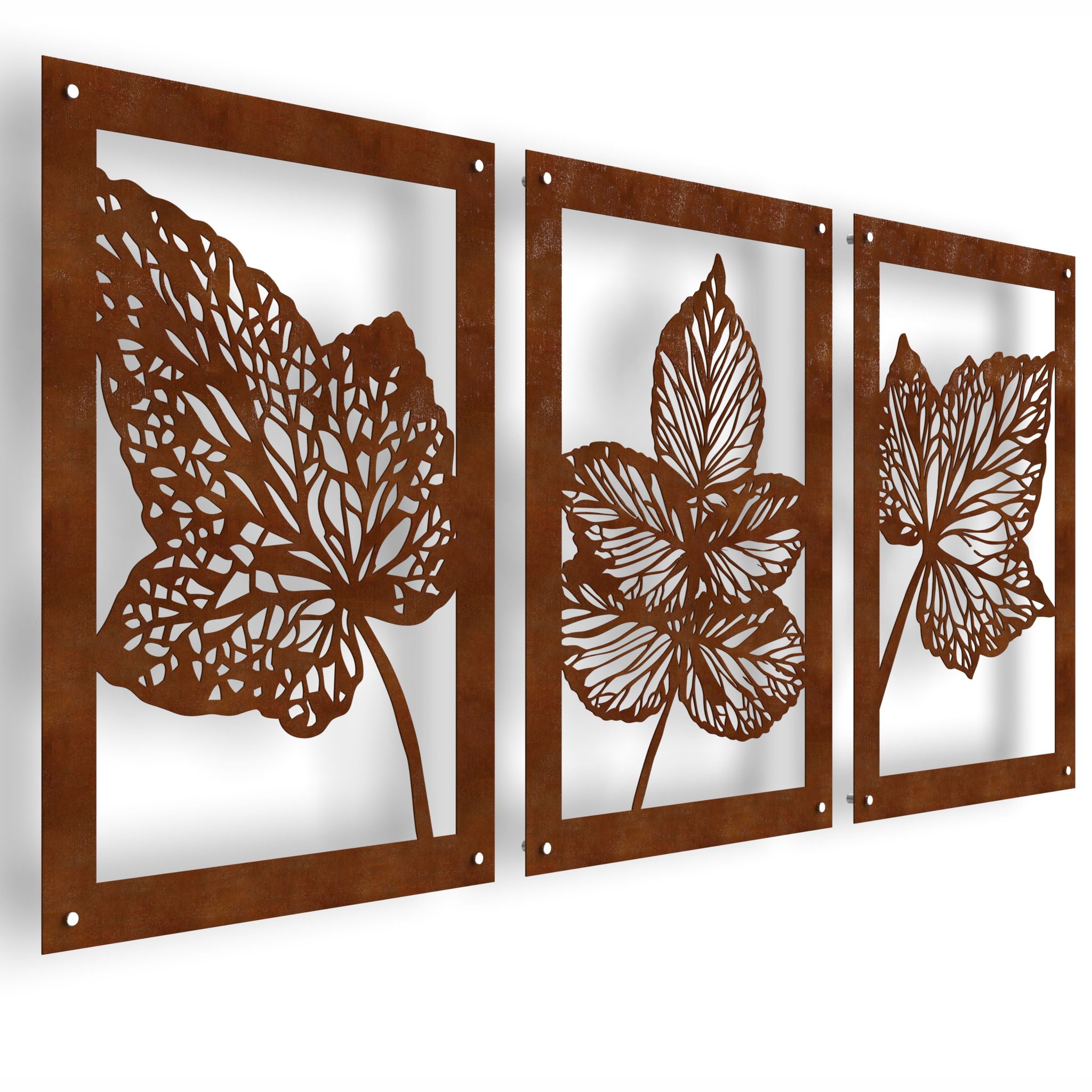 Rusted Very Leafy Metal Wall Art Home Décor - 184x61cm