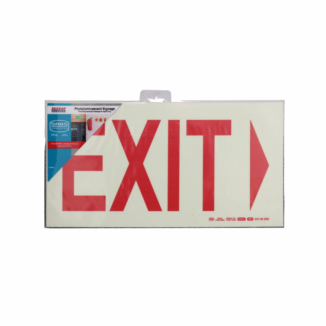 Photoluminescent 190MM Safety Sign - E4 Arrow Left Exit