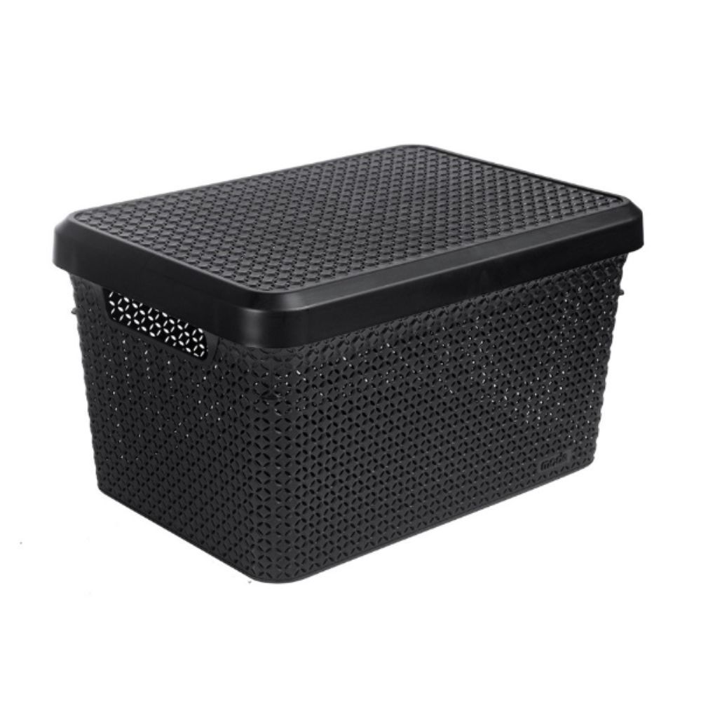 Ezy Storage Mode Lidded Basket – Black, 17L