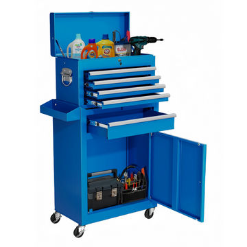 Steel 5-Drawer Rolling Tool Chest Detachable Cabinet Locker - Matte Blue