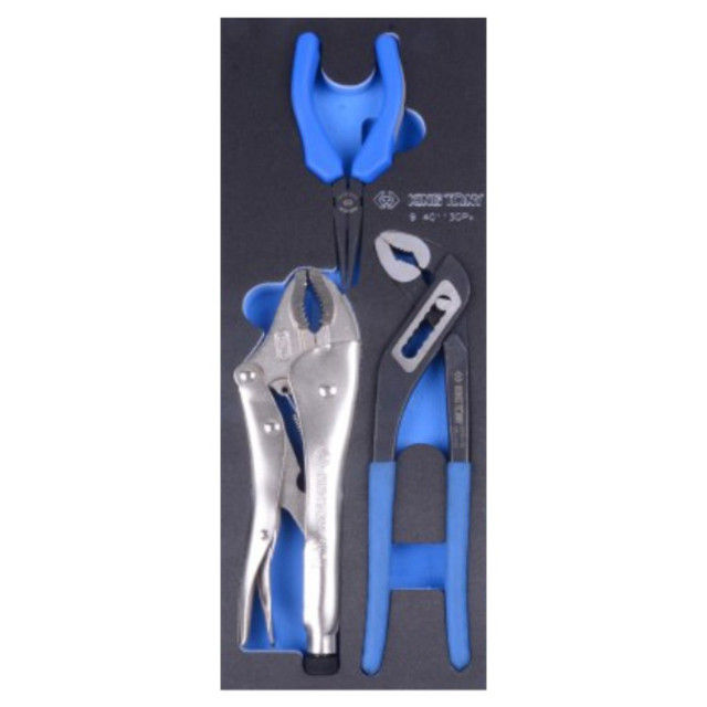 King Tony - Pliers Set W/Pump Vice Grip L/Nose Eva Foam