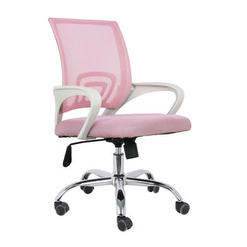 TOCC Wippy Netting Back Typist Office Chair with Chrome Base - White with Pink