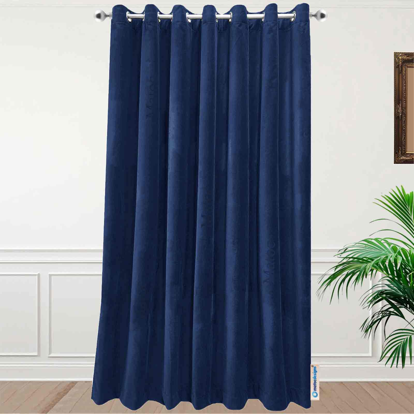 Matoc Designs Curtain - Velvet Blue - Lined - Eyelet - 230cm W x 253cm H