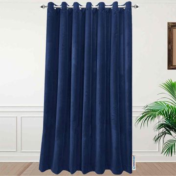 Matoc Designs Curtain - Velvet Blue - Lined - Eyelet - 230cm W x 253cm H