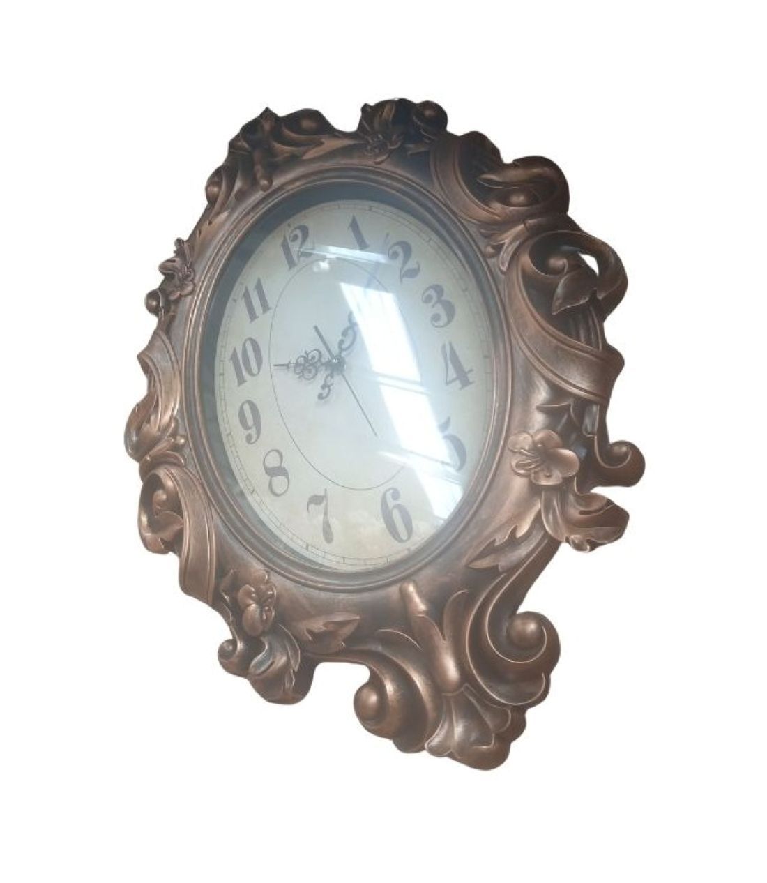 Decorative Wall Clock, Ornate Bronze Frame, Antique Design, 30 cm