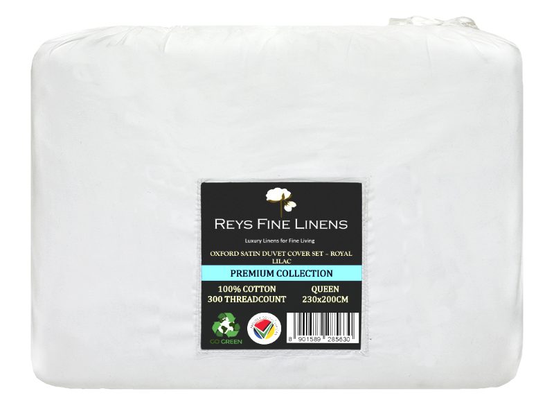 Rey's Fine Linen - Premium Collection - Oxford Royal Lilac Satin Stitch Duvet Cover Set - 01 Pc Pack - King