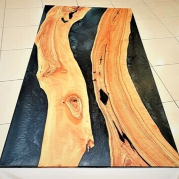 Black Pearlescent Resin and Wild Olive Wood Top
