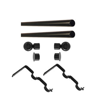 Matoc 32mm Curtain Double Metal Pole Set -Extend Brkts -Heavy Ball Finials -Black -1.0m