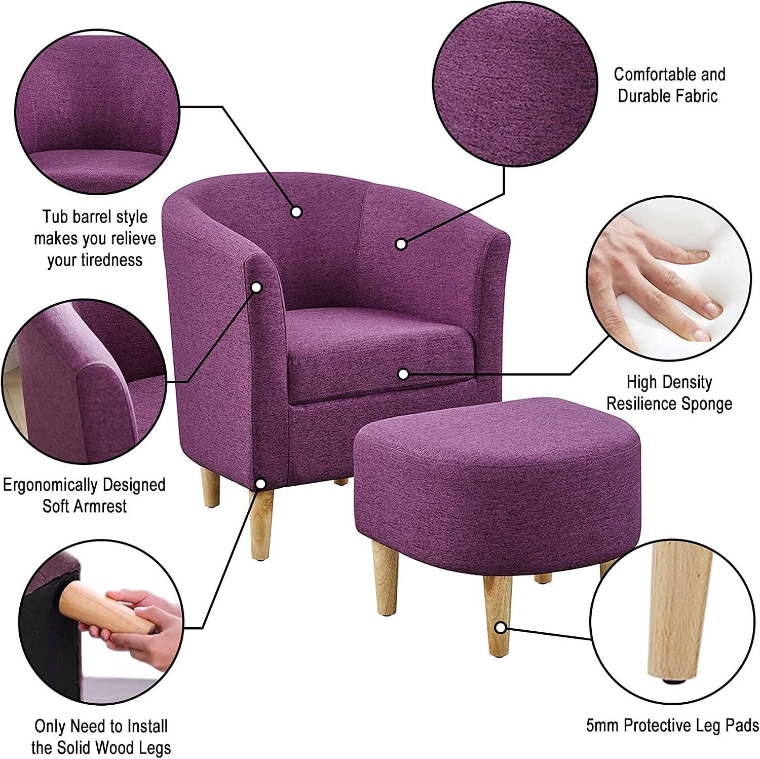 FIO Accent Chair with Ottoman - Blue