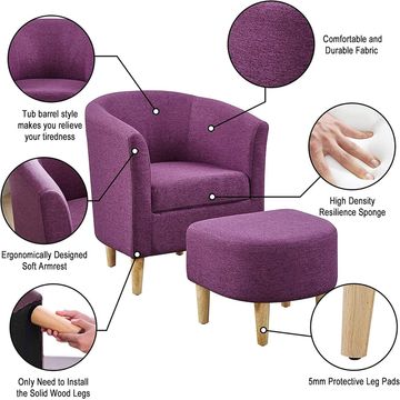 FIO Accent Chair with Ottoman - Blue