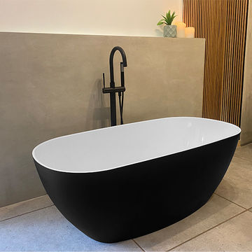 Amor Polished White / Midnight Quartz Freestanding Bath