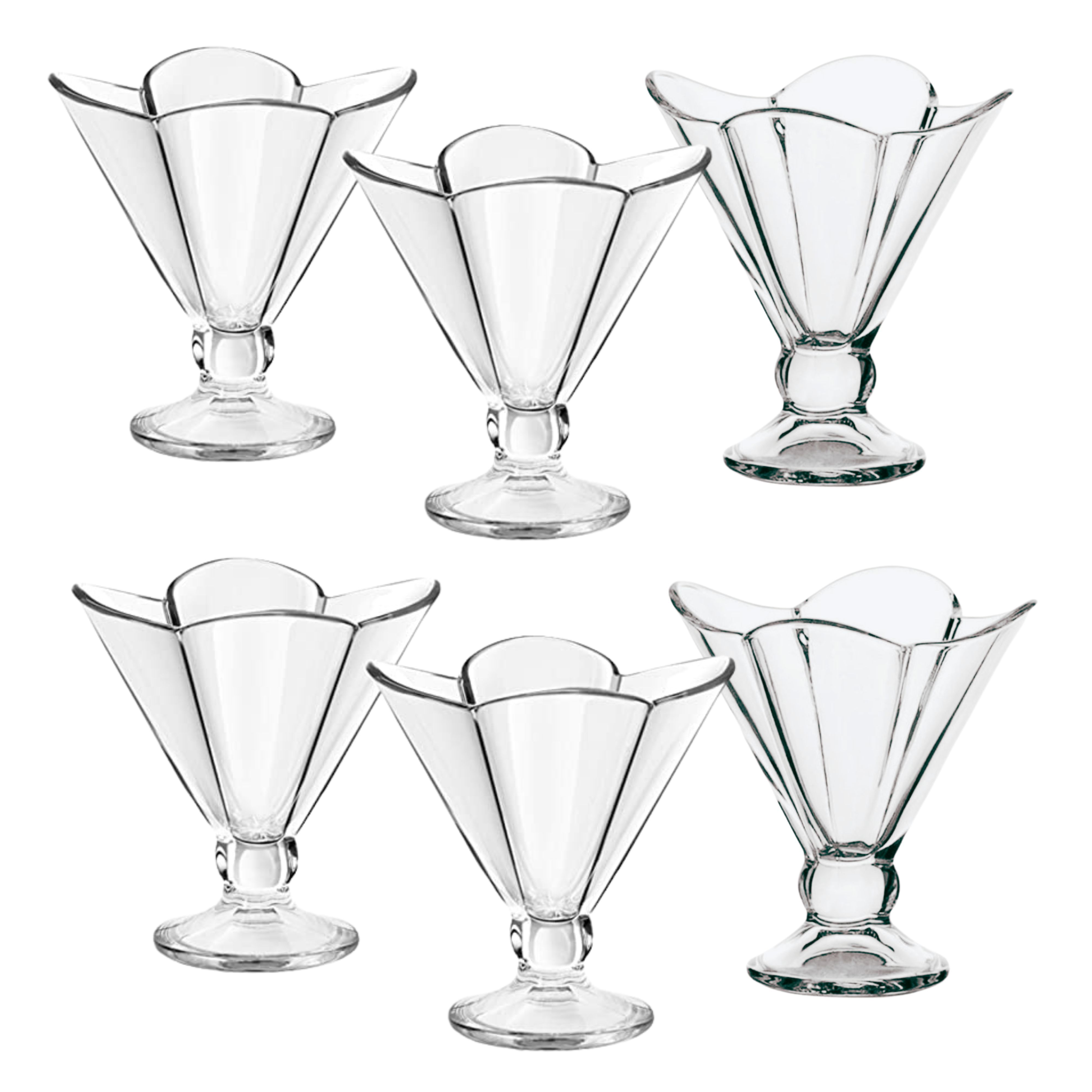 Pack of Six Glass Ice Cream and Dessert Sundae Bowls