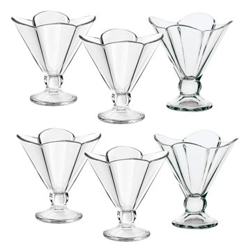 Pack of Six Glass Ice Cream and Dessert Sundae Bowls