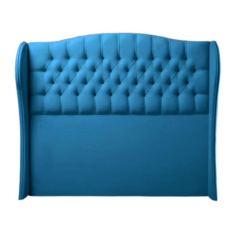 Codie Buttoned Winged Headboard King -Sky Blue