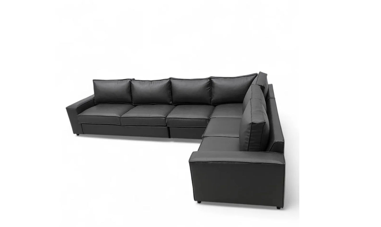 Amsterdam Leather Couch Grey Right Sided