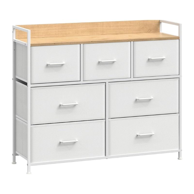 Songmics Bedroom Storage Chest of Drawers, White/Oak