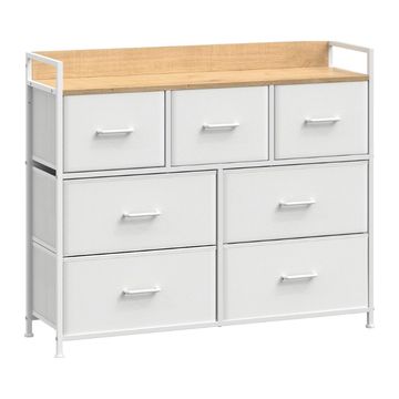 Songmics Bedroom Storage Chest of Drawers, White/Oak