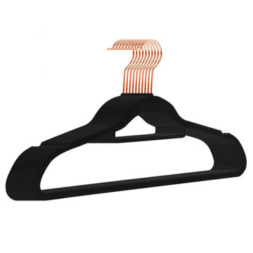 Velvet Anti-slip hangers with rose gold hooks - 20 pack - Black