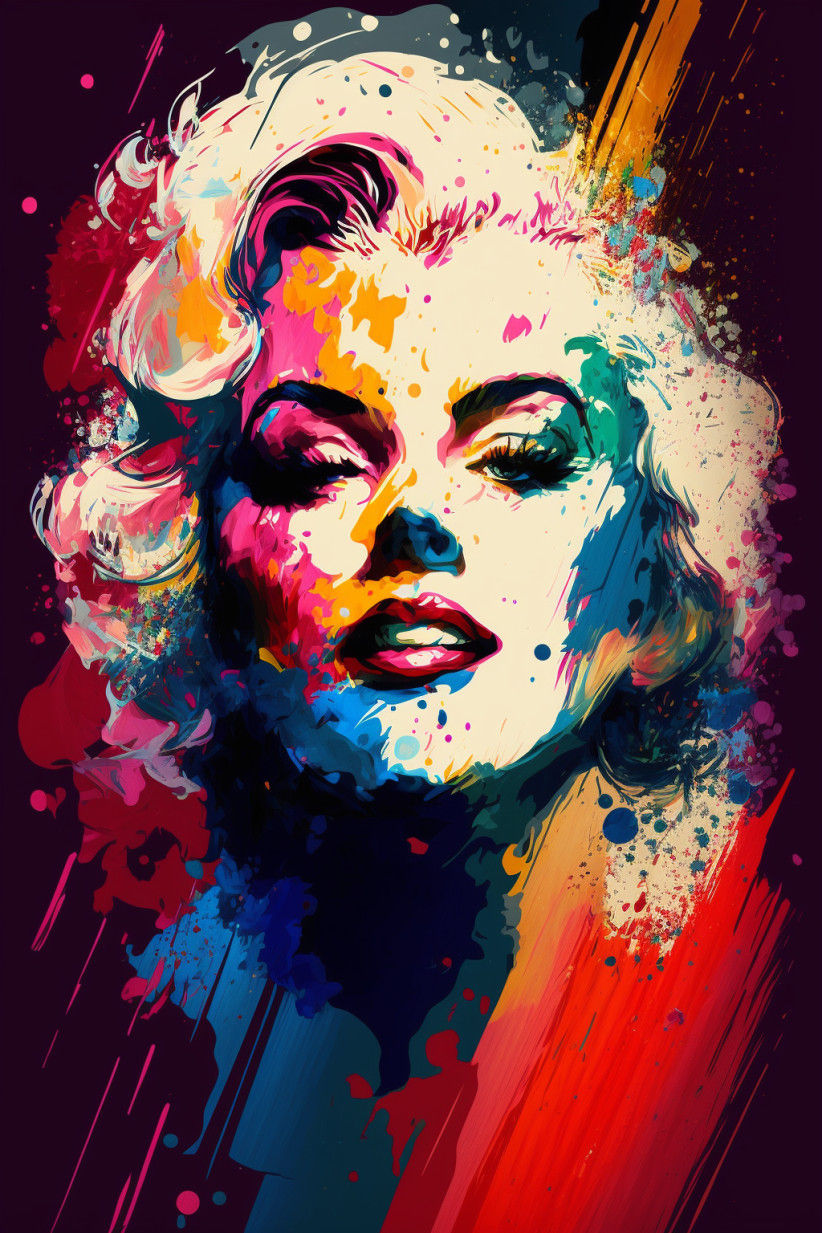 Canvas Wall Art - Marilyn Monroe Abstract Painting - B1537 - [120 x 80 cm]