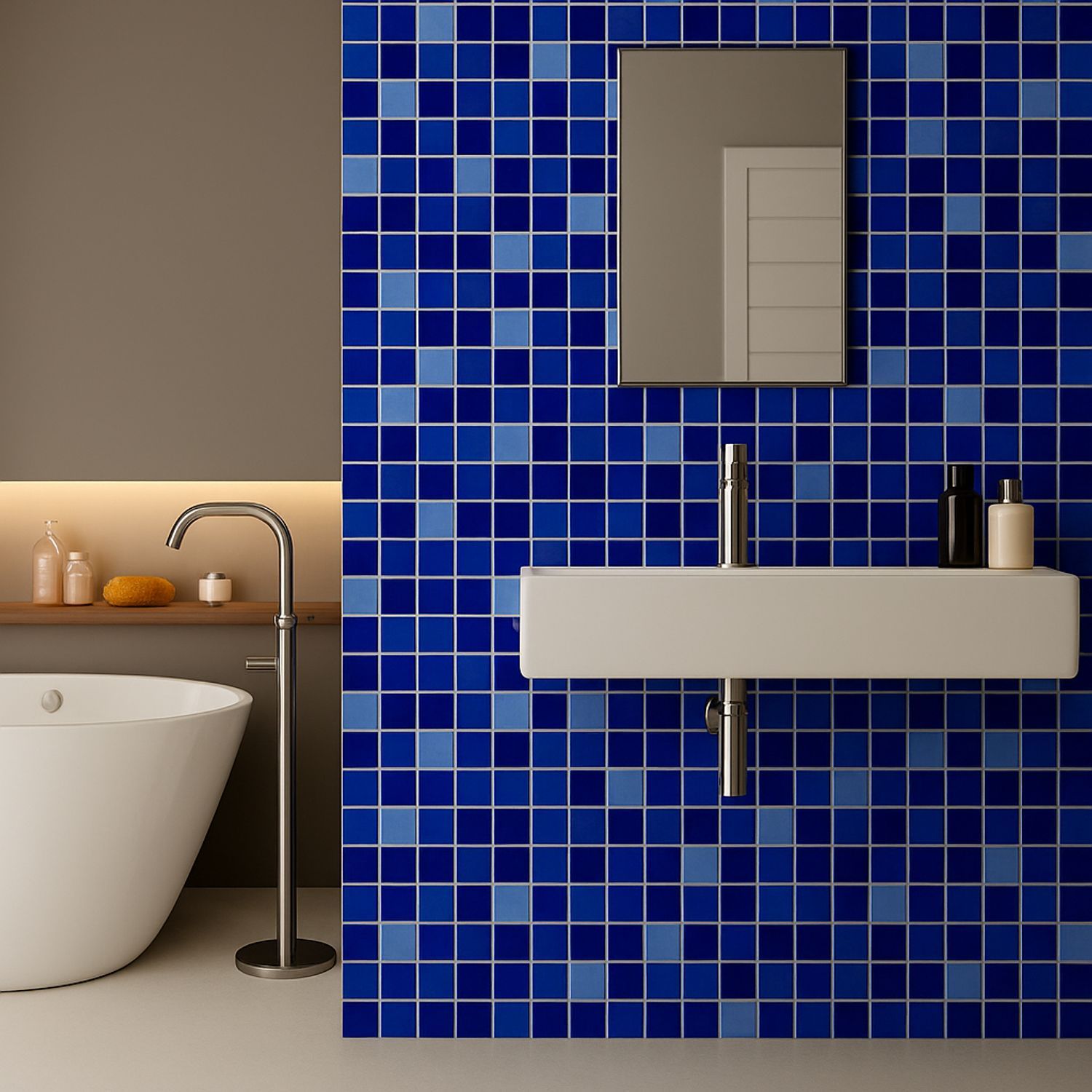 Porcelain Mosaic Tiles - Box - Mix Blue - Walls, Floors, Swimming Pools