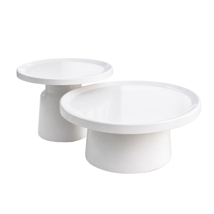 Modern White Nesting Coffee Table Set (2 Piece)