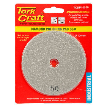 Tork Craft - 100mm Diamond Wet Polishing Pad 50 Grit Grey