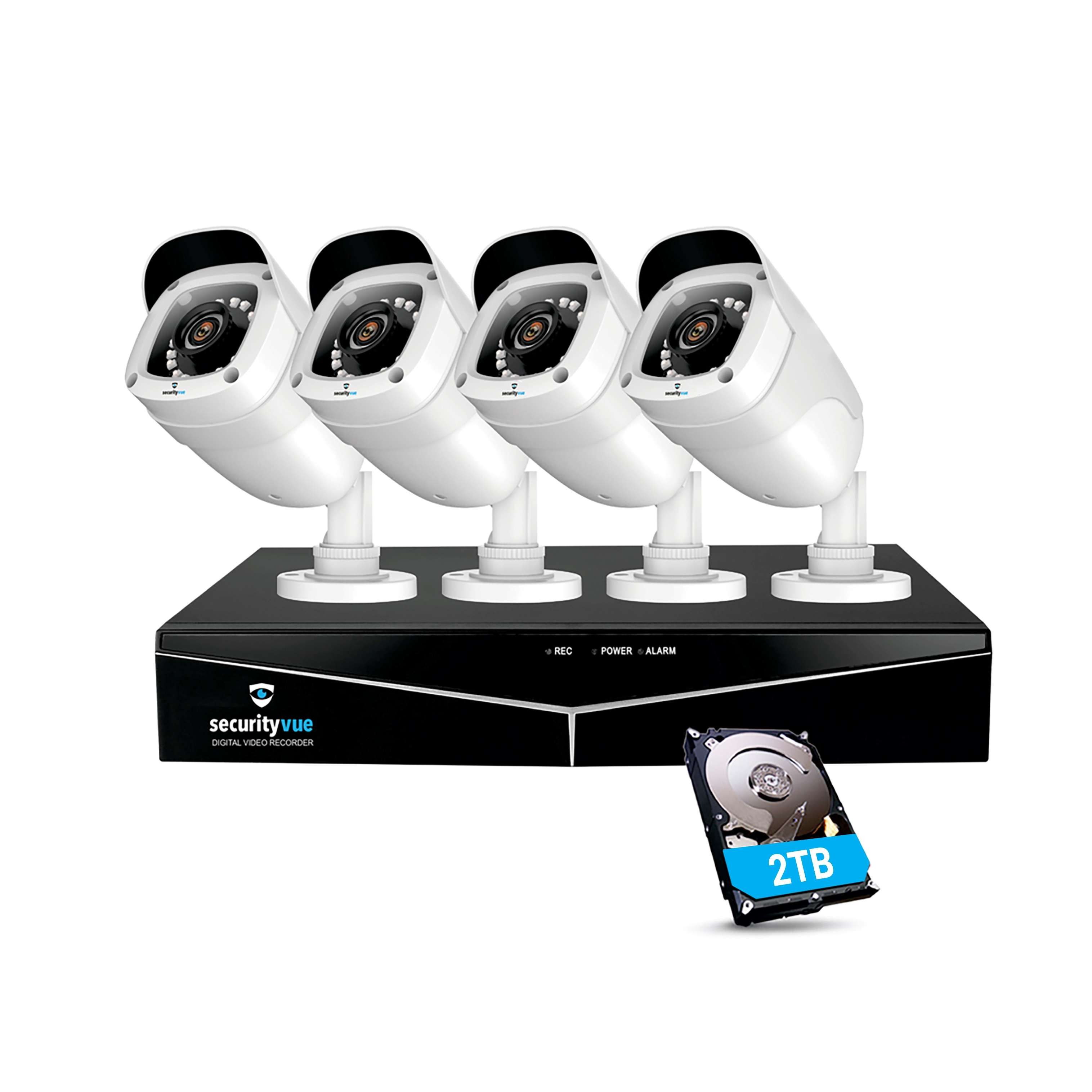 SECURITYVUE 8 CHANNEL CCTV KIT 4 X 1080P HD OUTDOOR BULLET CAMERA'S WHITE