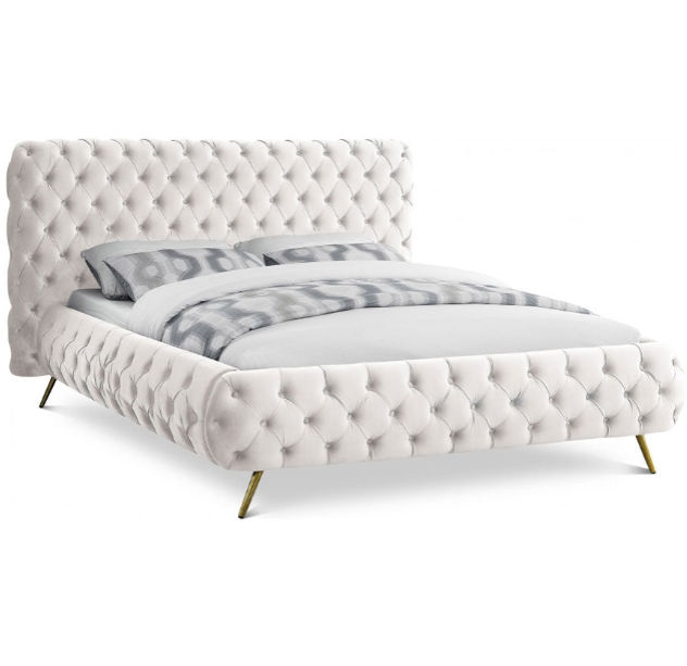 Dawn Sleigh Bed Double -Off White