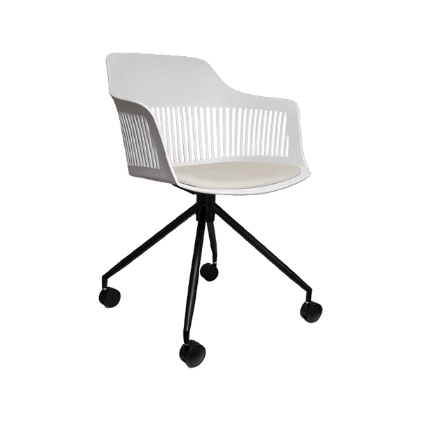 Chair Crazy Lyric Blk41 Office Chair - White Fabric Seat