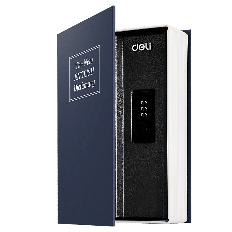 Deli Book Safe with Key and Password Unlocking Blue