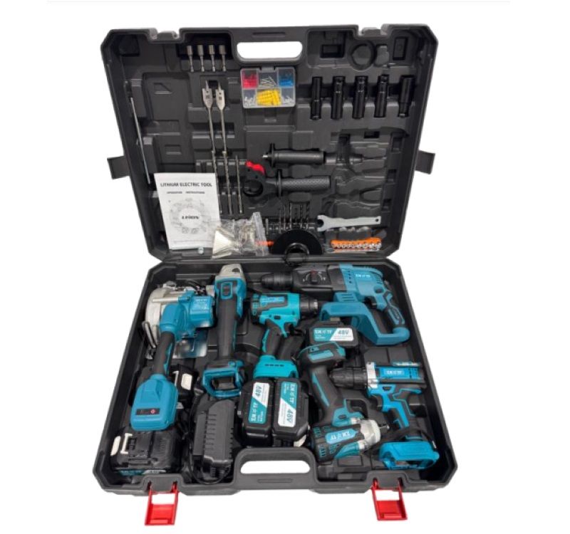 6 Piece Portable Lithium-Ion 21v Power Tools Set