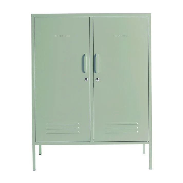 Steel Swing Door Sideboard Midi Storage Cabinet Cupboard Locker - Matcha Green