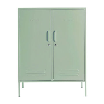Steel Swing Door Sideboard Midi Storage Cabinet Cupboard Locker - Matcha Green