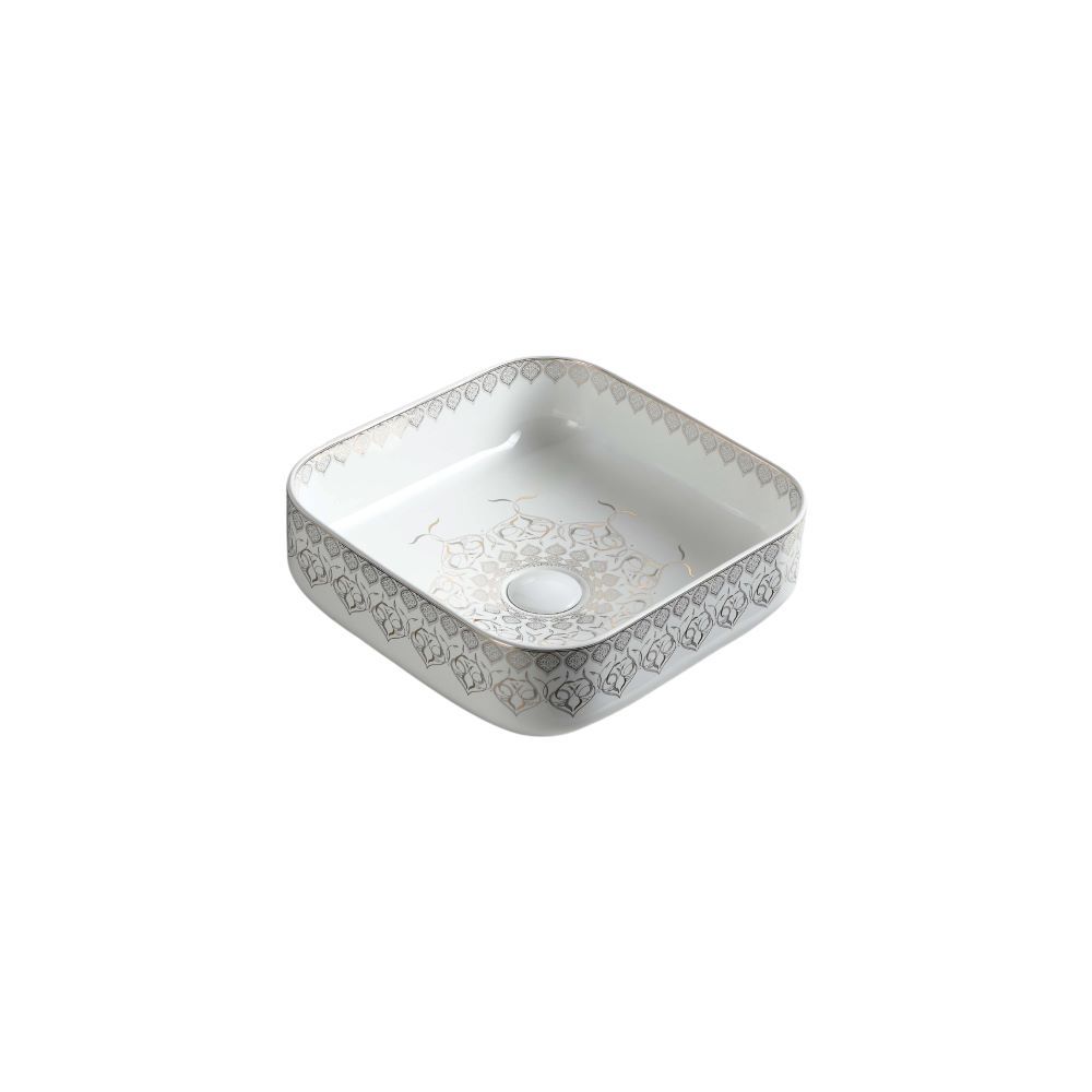 Countertop Ceramic Basin / table top  Linnea - Gloss White&Grey Art Sq