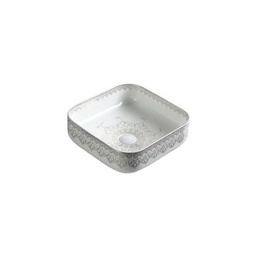 Countertop Ceramic Basin / table top  Linnea - Gloss White&Grey Art Sq
