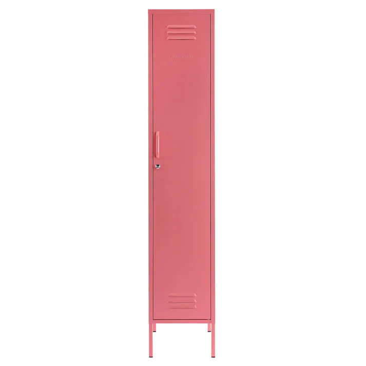 Steel Single Door Skinny Wardrobe Storage Cabinet Cupboard Locker -  Raspberry Pink