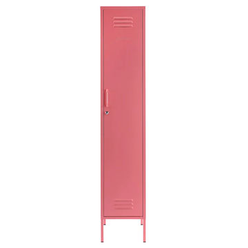 Steel Single Door Skinny Wardrobe Storage Cabinet Cupboard Locker -  Raspberry Pink
