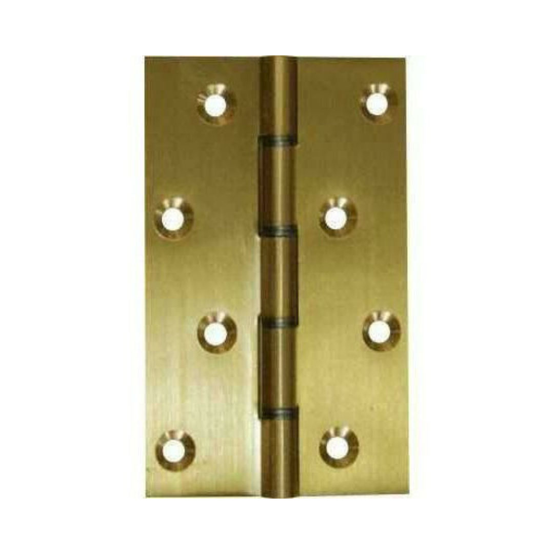 Solid brass butt hinge with metal washers - brushed polished brass