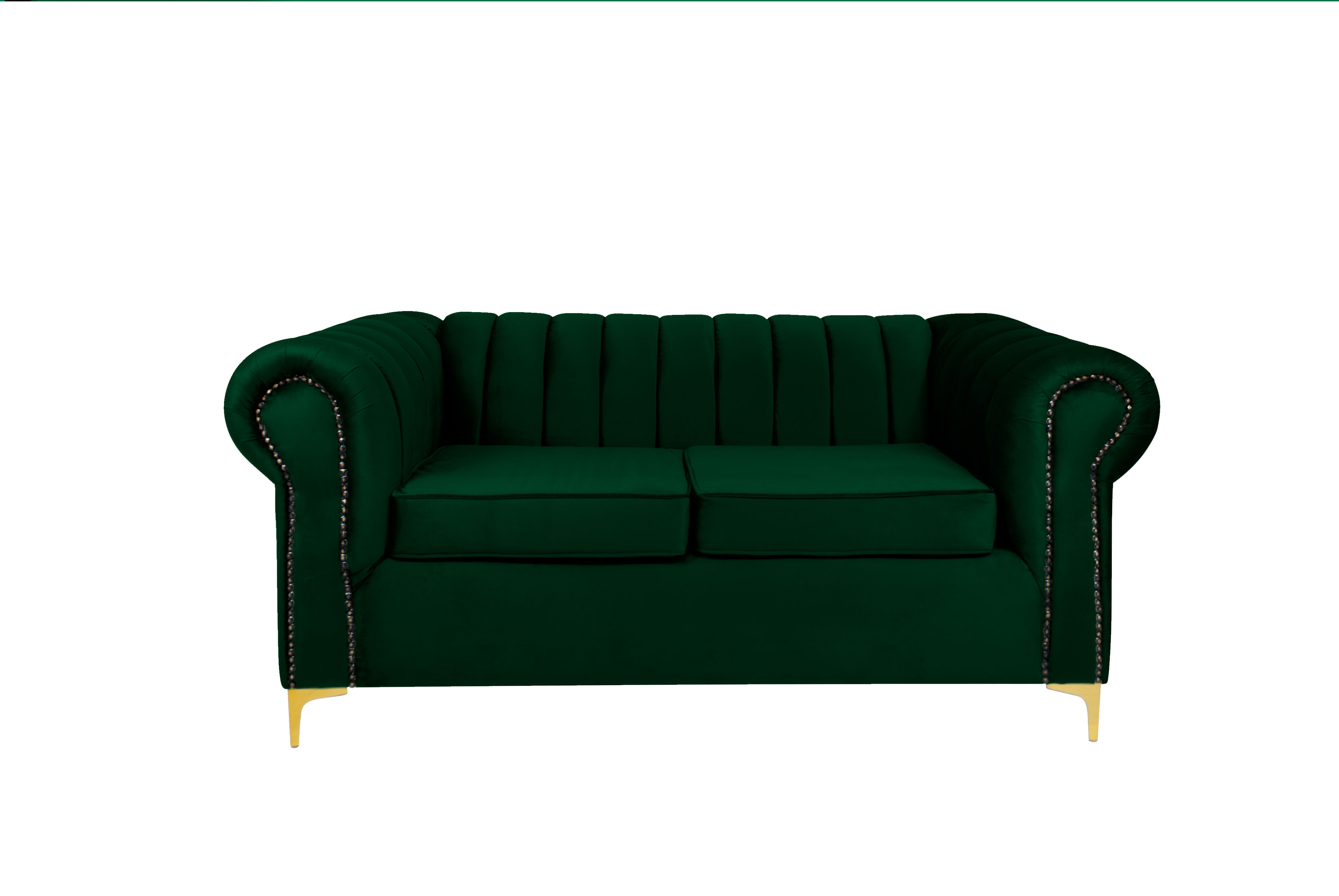 Latina 2 Seater Stripe Couch - Emerald Green