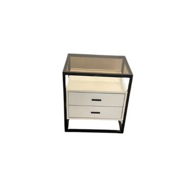 Minimalist Dual-Drawer Cabinet with Glass Top