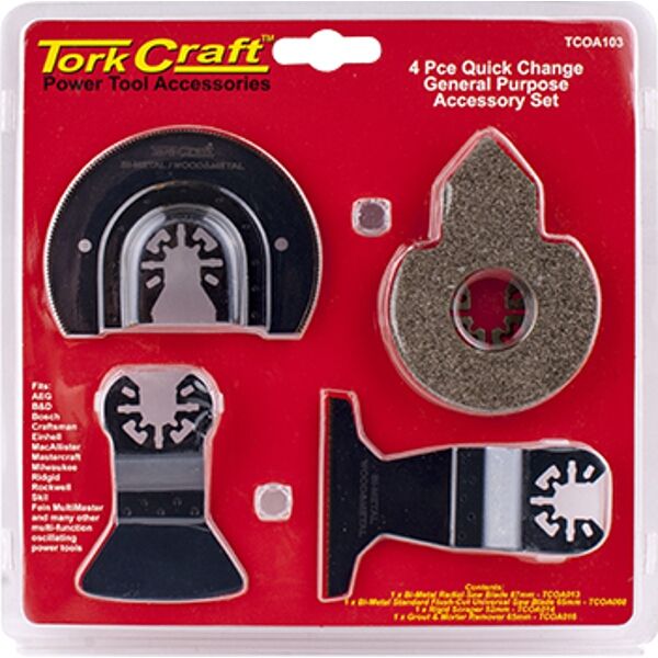Quick Change Oscilating General Purpose Accessory Kit 4Pc