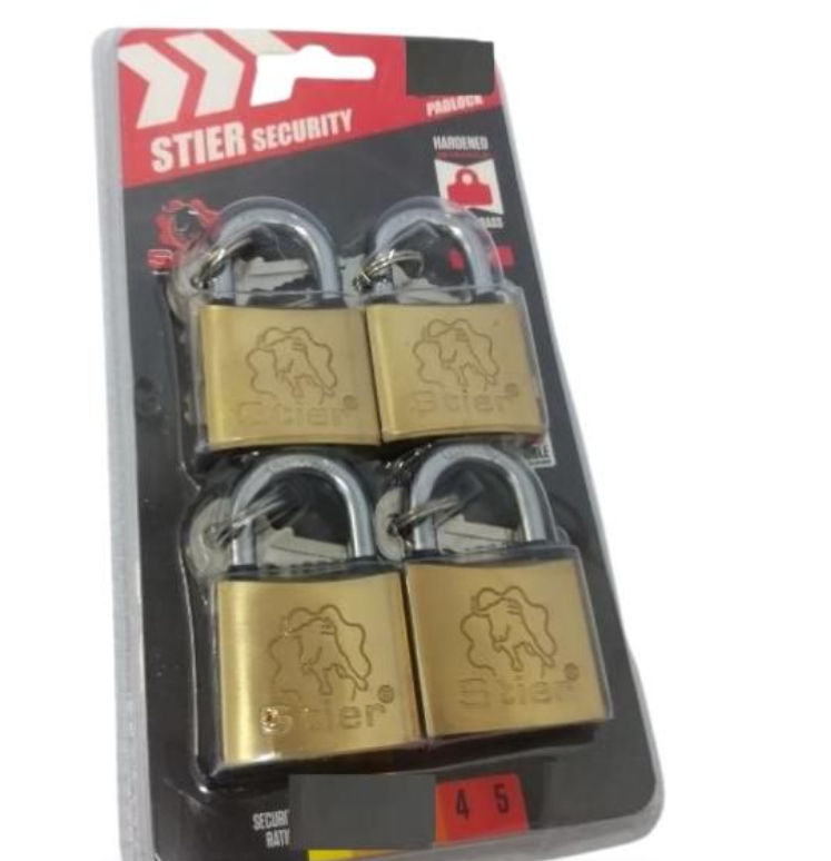 Stier 32mm Brass Body Padlock - Pack of 4
