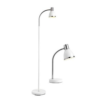 Floor & Table Light Twin Pack Chrome & White Set