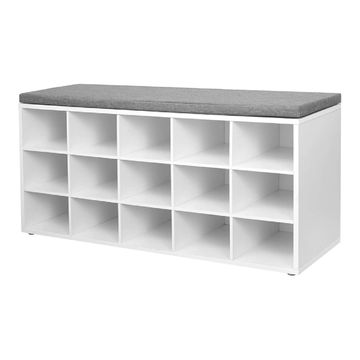 15-Cube Shoe Storage Bench with Cushioned Seat – Entryway & Hallway Use