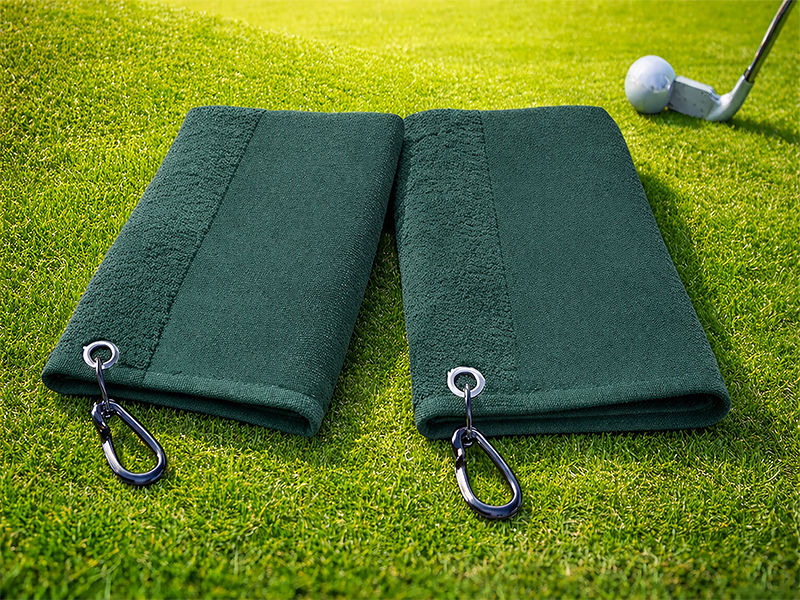Velour Golf Towel - 100% Cotton, Brandable, Ball & Club Cleaning, Premium - Hunter Green (2pc Pack)
