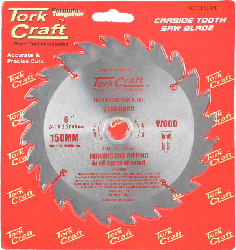 Tork Craft - Blade Tct 150 x 24T 20/16 General Purpose Rip Wood - 5 Pack