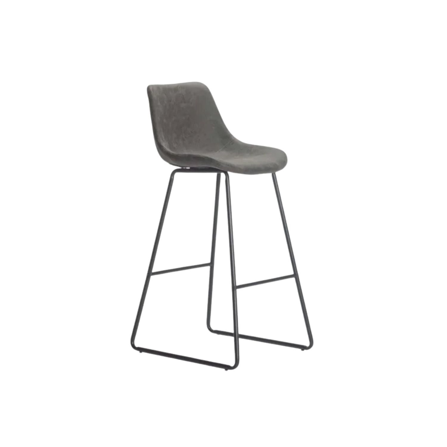 Modern Barstool with Powder-Coated Steel Legs - Black